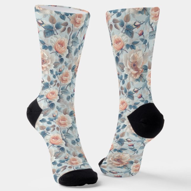 Elegantes Blumenmuster. Socken (Gewinkelt)