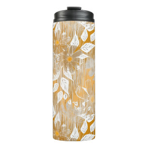 Elegantes Blumenmuster. Thermosbecher