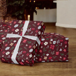 Elegantes Blumenmuster von Red Green Geschenkpapier