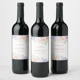 Elegantes BlumenMuttertag Personalisiertes Weinkel Weinetikett