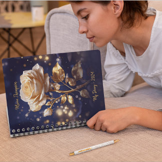 Elegantes BlumenNotebook mit Personalisierten Name Notizbuch