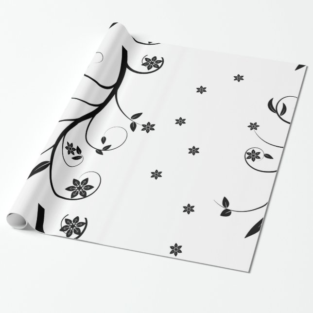 Elegantes Blumenpapier Geschenkpapier (Ungerollt)