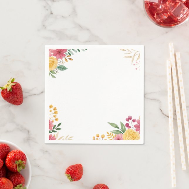 Elegantes Blumenpapier mit zwei Namen Serviette (Beispiel)