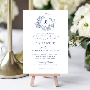 Elegantes Blumenpfropfen-Monogramm für Rose Wreath Einladung