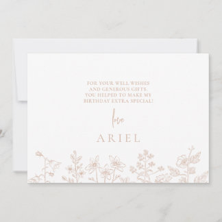 Elegantes Blumenpulver Rosa Geburtstag Dankeschön  Dankeskarte