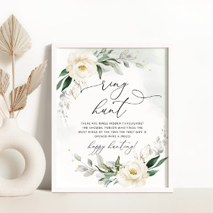 Elegantes Blumenring-Jagd-Braut-Spiel für Laub Poster
