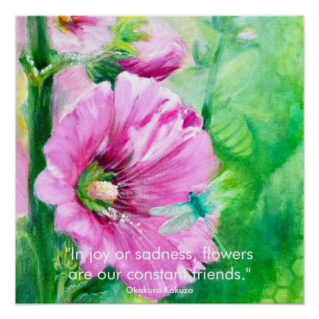 Elegantes Blumenrosa Art Poster (Vorderseite)