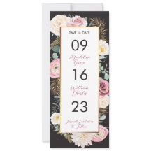 Elegantes Blumenrosa und Schwarz Save the Date