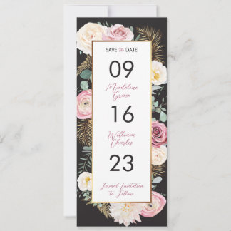Elegantes Blumenrosa und Schwarz Save the Date