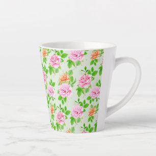 Elegantes Blumenrosenmuster mit grünen Blättern-23 Milchtasse