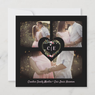 Elegantes Blumenrotes Herz 3 Fotos Instant Verlobt Save The Date