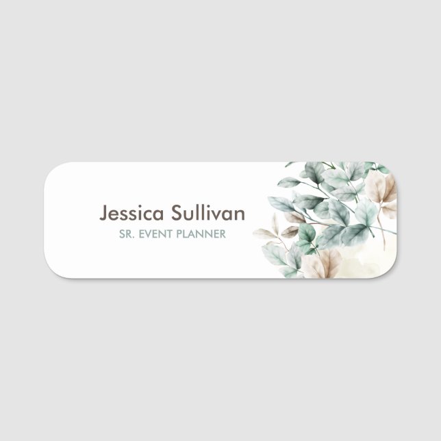 Elegantes Blumenschild Namensschild (Vorderseite)