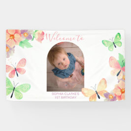 Elegantes Blumenschmetterling Custom Foto 1. Gebur Banner