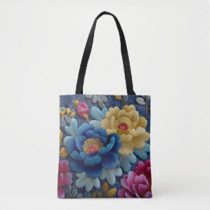 Elegantes Blumenstickerei-Look Vintage-Pfingstrose