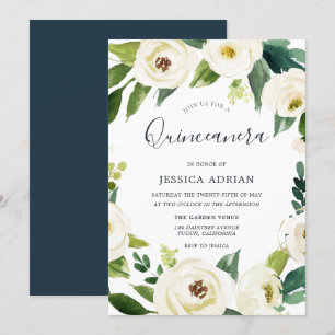 Elegantes Blumenstrauß Quinceanera Party Einladung