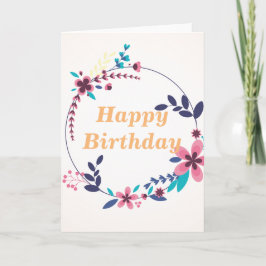 Elegantes Blumenthema Happy Birthday Karte