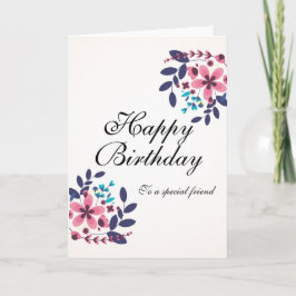 Elegantes Blumenthema Happy Birthday Karte