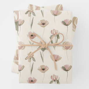 Elegantes Blumenverpackungspapier-Set aus 3 Geschenkpapier Set