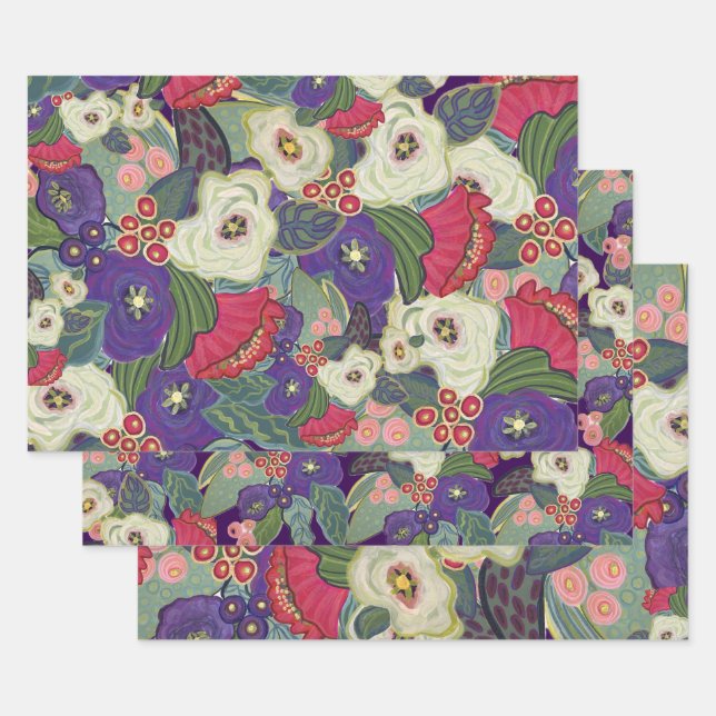 Elegantes Blumenweihpapier Geschenkpapier Set (Set)