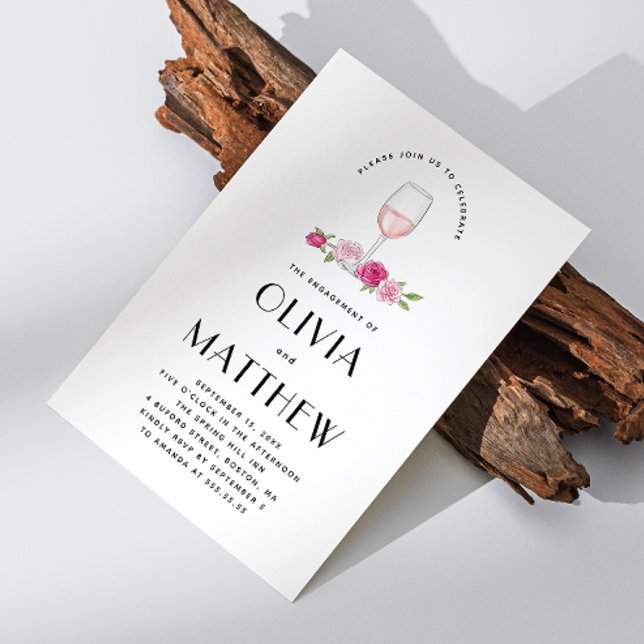 Elegantes Blumenwein Foto Hochzeitsfeier Einladung (Von Creator hochgeladen)