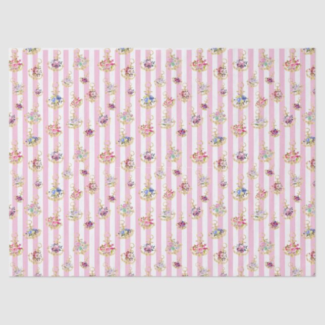 Elegantes Blumenzeckenpapier Seidenpapier (Vorderseite)