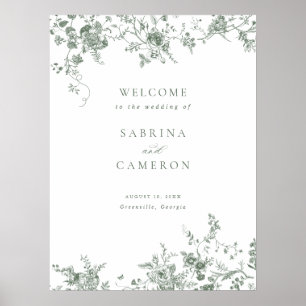 Elegantes Blumenzelt Vintage Hochzeit Begrüßung Poster