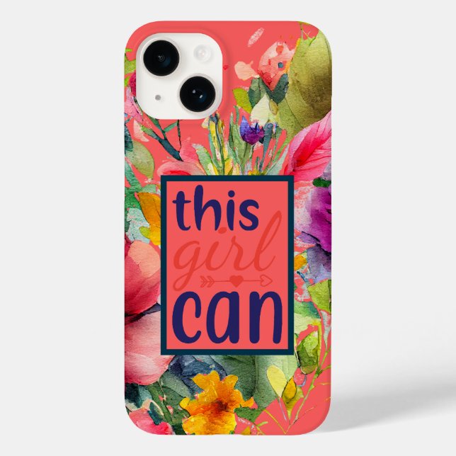 Elegantes Blumenzitat "Dieses Mädchen kann" Case-Mate iPhone Hülle (Rückseite)