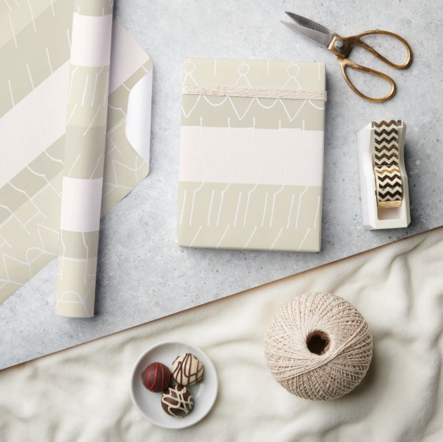 Elegantes Blush Beige Nordic Geometric Muster Geschenkpapier (Kunsthandwerk)