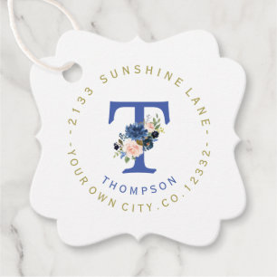 Elegantes Blush Blue Floral Circular Address Label