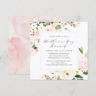 Elegantes Blush Blumengrün Muttertag Brunch Einladung