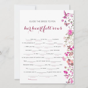 Elegantes Blush Bride Heartfelt Vows Game