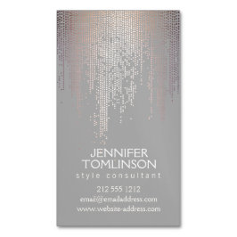 Elegantes Blush Confetti Regenmuster Grau Magnetische Visitenkarte