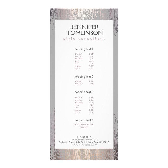 Elegantes Blush Confetti Regenmuster Grau Werbekarte (Vorne)