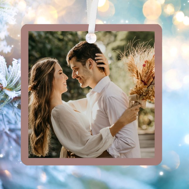 Elegantes Blush Dusty Rose Couple Wedding Foto Ornament Aus Metall (Von Creator hochgeladen)
