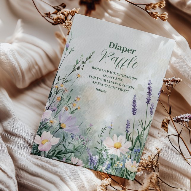 Elegantes Blush Floral Baby in Bloom Diapper Raffl Begleitkarte (Von Creator hochgeladen)