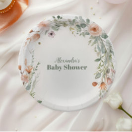 Elegantes Blush Floral Baby in Bloom Pappteller