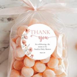 Elegantes Blush Floral Baby in Bloom Vielen Dank Runder Aufkleber