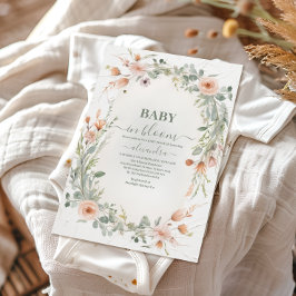 Elegantes Blush Floral Baby in Blütendusche Einladung