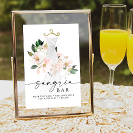 Elegantes Blush Floral Brautparty Sangria Bar Poster