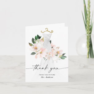 Elegantes Blush Floral Wedding Dress Danke Card