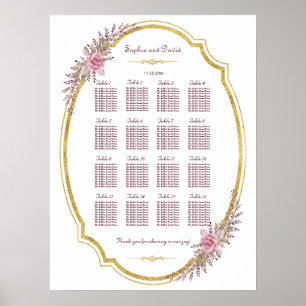 Elegantes Blush-Gold-Rahmen-Sitzdiagramm Poster