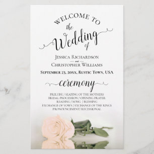 Elegantes Blush Peach Rose Hochzeitsprogramm