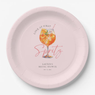 Elegantes Blush Pink Aperol Spritz Brautparty Pappteller