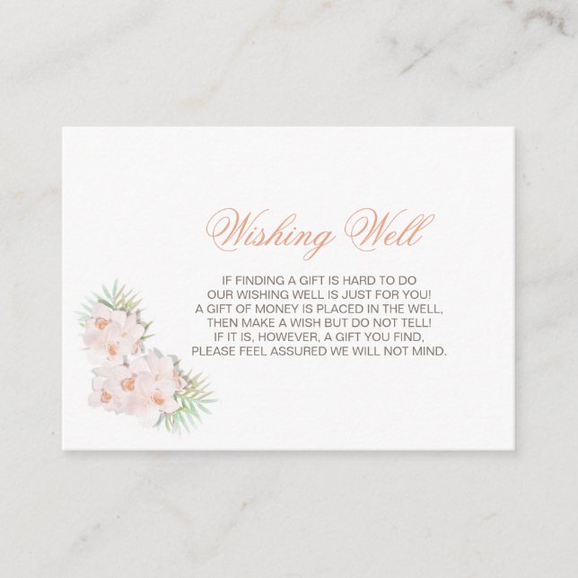 Elegantes Blush Pink Bläserblütenhochzeit wünschen Begleitkarte (Vorderseite)