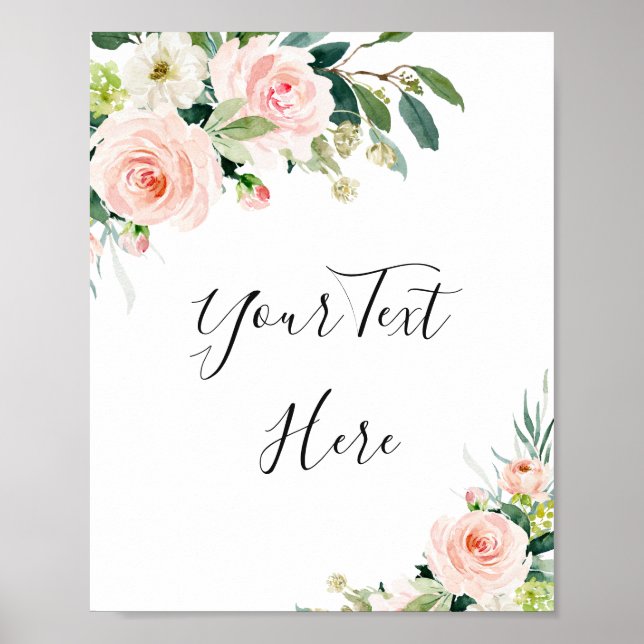 Elegantes Blush Pink Blume Custom Wedding Poster (Vorne)