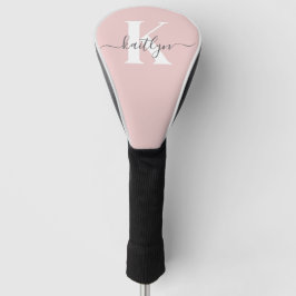 Elegantes Blush Pink Gray Script Monogram Golf Headcover