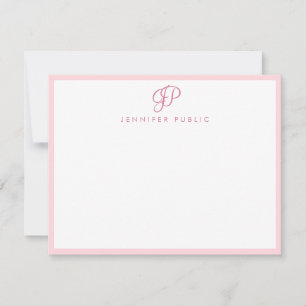 Elegantes Blush Pink Handschrift Name Text Monogra Mitteilungskarte