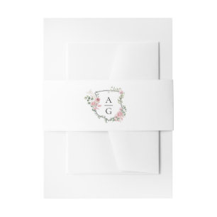 Elegantes Blush Pink Monogram Wappen Wedding Einladungsbanderole