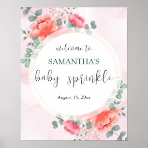 Elegantes Blush Rosa Aquarell Blume Begrüßungszeic Poster