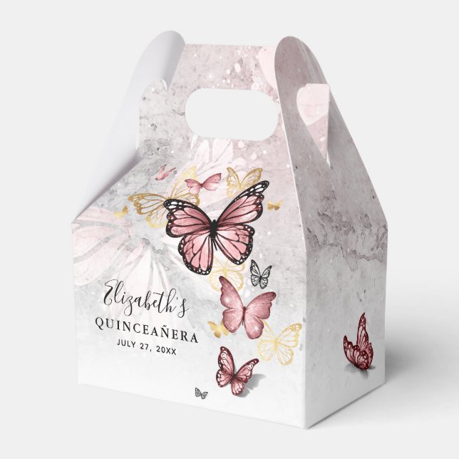 Elegantes Blush Rosa Rose Gold Butterfly Template Geschenkschachtel (Vorderseite)